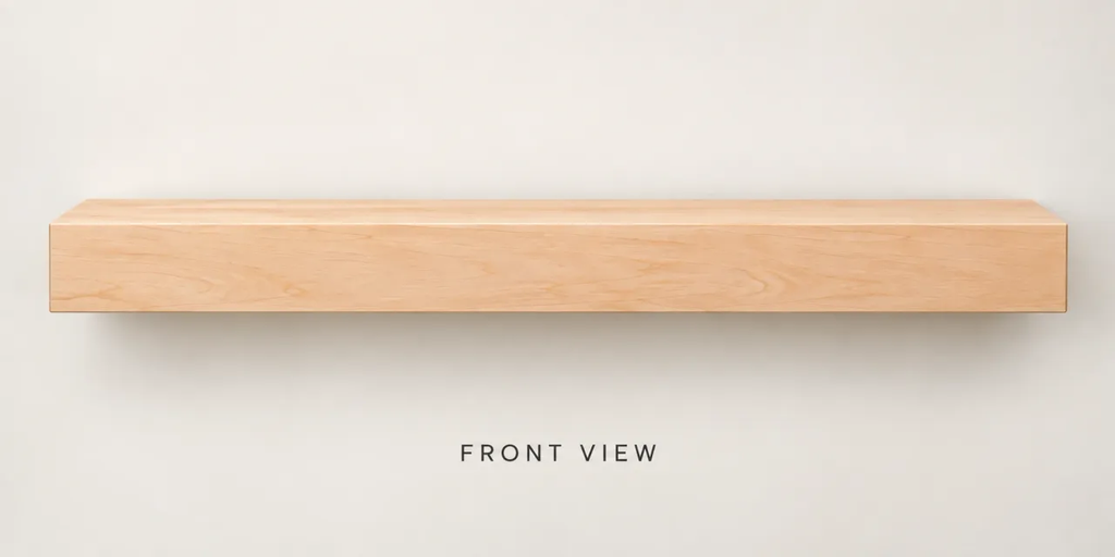 Raw maple floating shelf front view